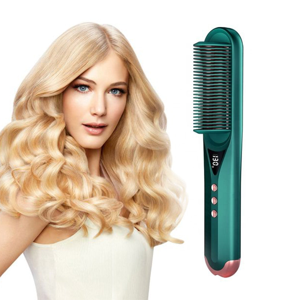 2-in-1 Hot Hair Comb Negative Ion Hair Straightener Curler- EU, UK, US Plug_2