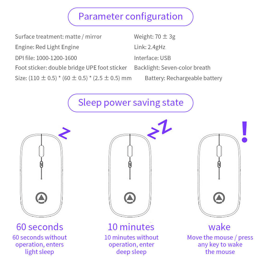 LED Wireless Bluetooth Silent Ergonomic Gaming Mouse-USB Charging_8