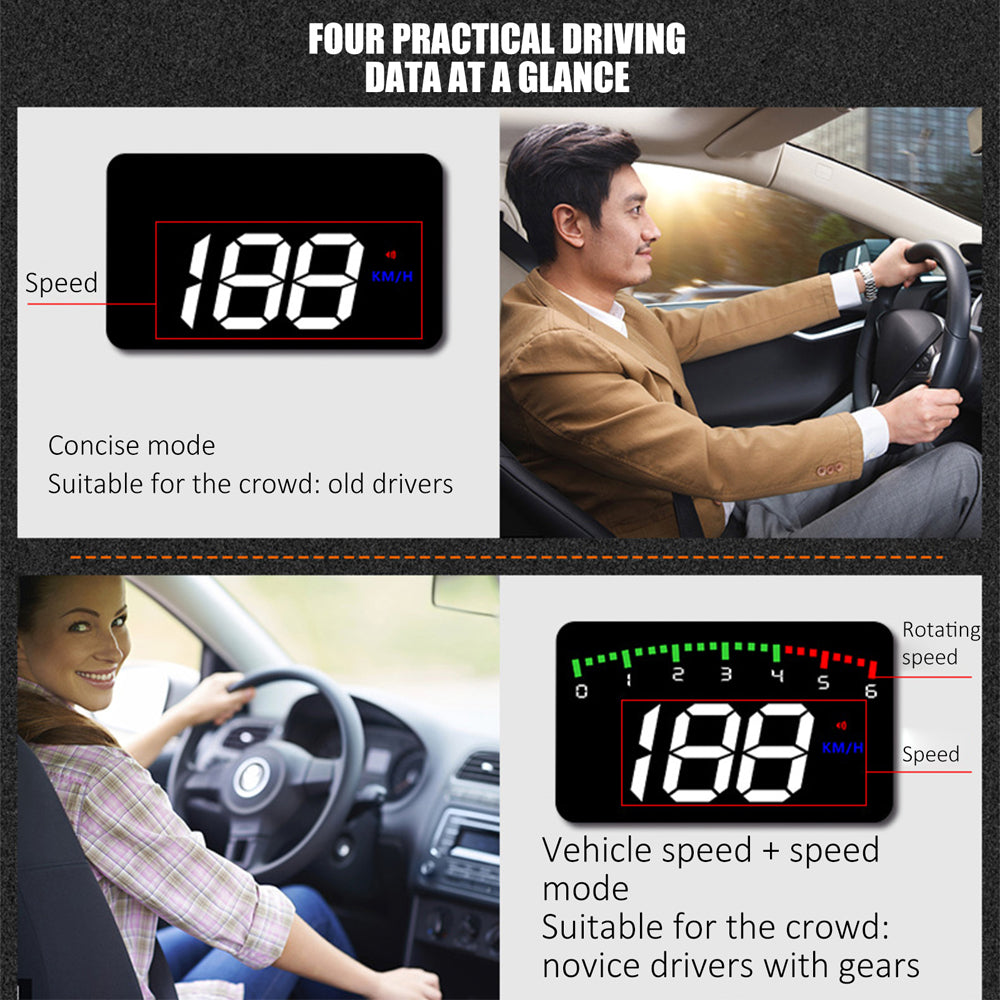 HUD Car Display Overs-speed Warning Projecting Data System- USB Powered_4